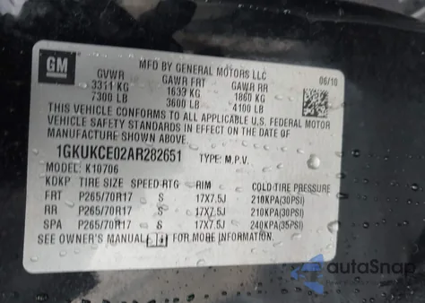 2010 GMC Yukon Slt from USA, damaged, VIN 1GKUKCE02AR282651